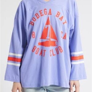 Daydreamer Lavender and Red Boat Club Long Sleeve Tee